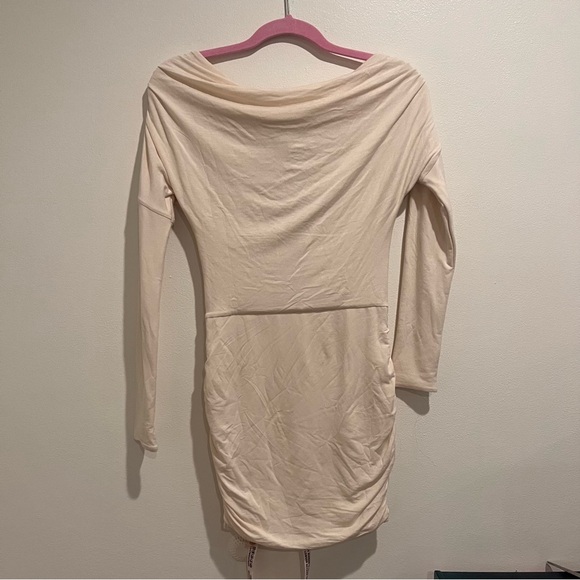 New Oh Polly The Elsa Modal Off-Shoulder Ruched Mini Dress in Ivory Small - Picture 8 of 11